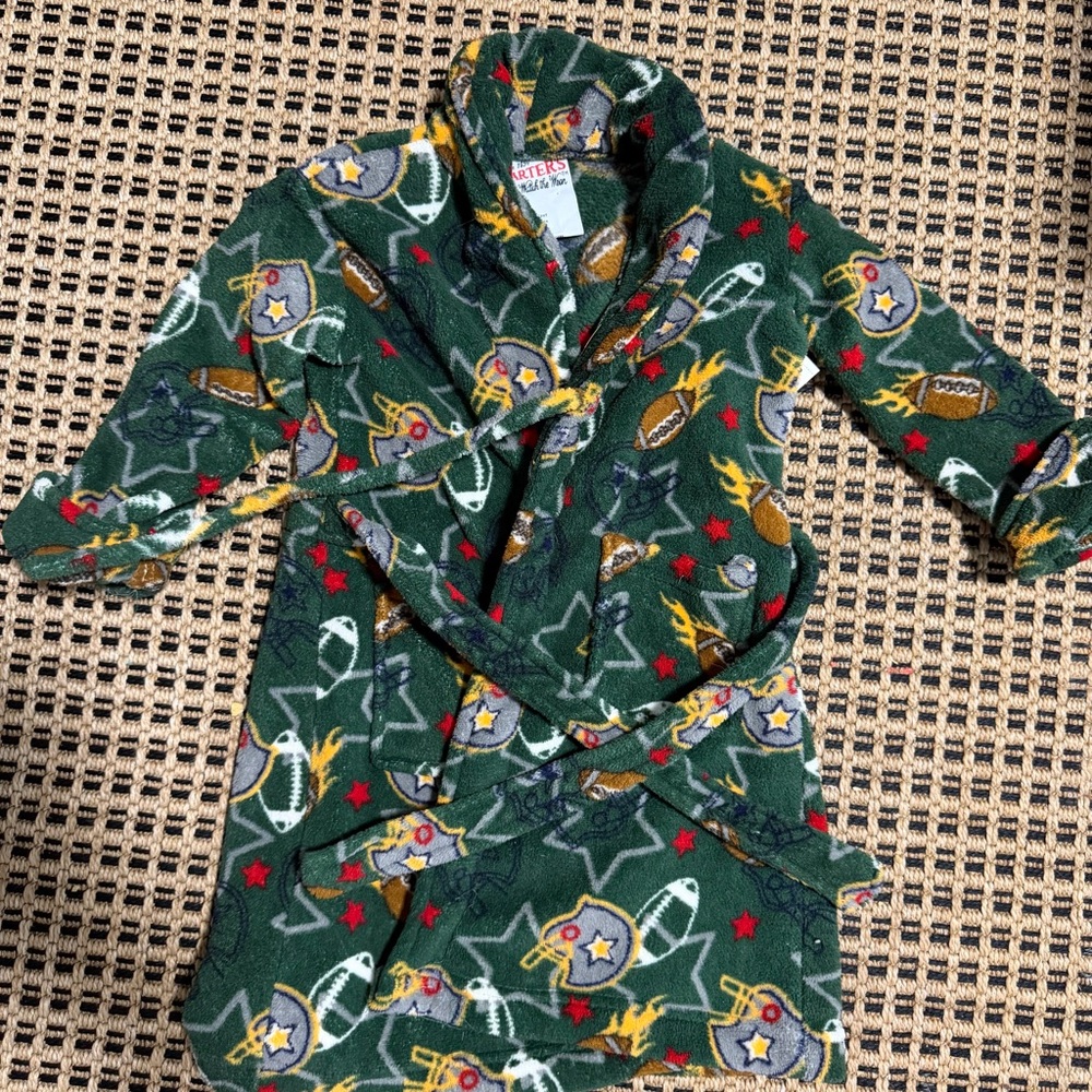 Carter's Green Fleece Kids Robe with Football & Star